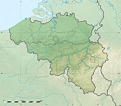 Mapa konturowa Belgii, po prawej znajduje się punkt z opisem „ujście”