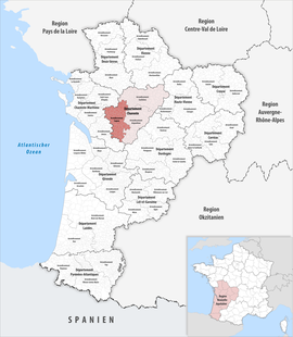 Location within the region Nouvelle-Aquitaine