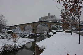 El pont Vell in Manresa (Bages) over Cardener river.