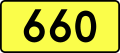 Sign of DW 660 with oficial font Drogowskaz and adequate dimensions.