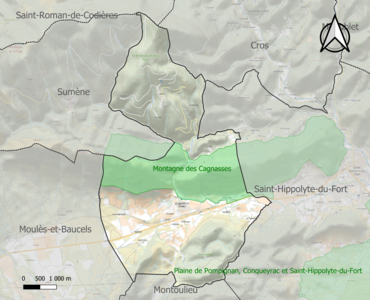 Carte de la ZNIEFF de type 1 sur la commune.