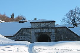 Entrée du fort de Tamié sous la neige