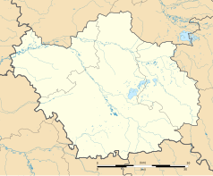 Mapa konturowa Aube, blisko lewej krawiędzi nieco u góry znajduje się punkt z opisem „La Motte-Tilly”