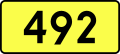 English: Sign of DW 492 with oficial font Drogowskaz and adequate dimensions.