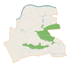 Mapa konturowa gminy Mędrzechów, po prawej nieco na dole znajduje się punkt z opisem „Wola Mędrzechowska”