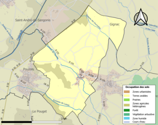 Carte en couleurs présentant l'occupation des sols.