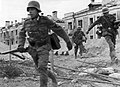 German troops on their way in the streets of Stalingrad.