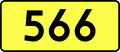 English: Sign of DW 566 with oficial font Drogowskaz and adequate dimensions.