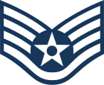 Distintivo di grado di Staff sergeant della U.S. Air Force, indossato sulle maniche.