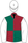 Dark green and maroon (quartered), white sleeves and cap