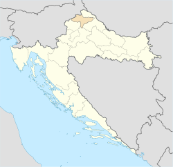 Varaždin County (light orange) within Croatia (light yellow)