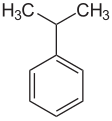 Formula di struttura del cumene (un alchilbenzene)