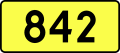 English: Sign of DW 842 with oficial font Drogowskaz and adequate dimensions.