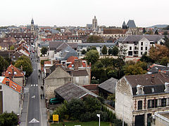 Vue générale sur le centre-ville de Compiègne depuis le bâtiment Benjamin-Franklin de l'UTC.