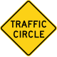 U.S. Traffic circle ahead sign.