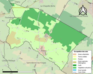 Carte en couleurs présentant l'occupation des sols.