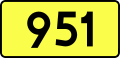 English: Sign of DW 951 with oficial font Drogowskaz and adequate dimensions.