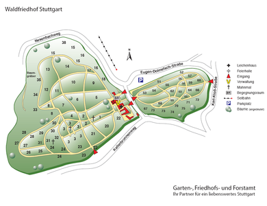 Übersichtsplan des Waldfriedhofs.