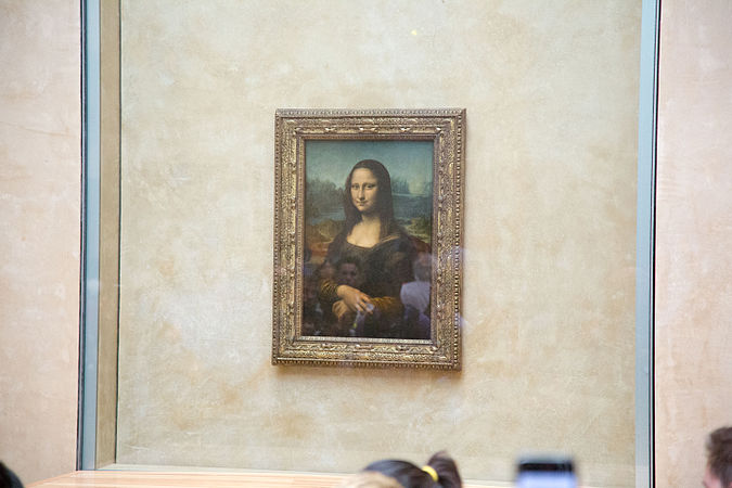 The Mona Lisa behind glass