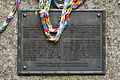 The American plaque commemorating the 442nd in both English and French in Bruyères, France