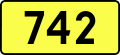 English: Sign of DW 742 with oficial font Drogowskaz and adequate dimensions.