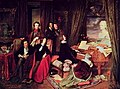 Image 17Josef Danhauser's 1840 painting of Franz Liszt at the piano surrounded by (from left to right) Alexandre Dumas, Hector Berlioz, George Sand, Niccolò Paganini, Gioachino Rossini and Marie d'Agoult, with a bust of Ludwig van Beethoven on the piano (from Romantic music)