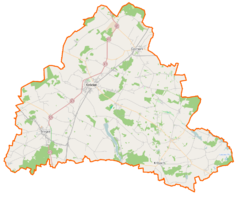 Mapa konturowa powiatu kościańskiego, na dole po lewej znajduje się punkt z opisem „Morownica”