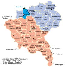 Location of the Czarnikau district in the Province of Posen