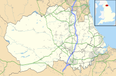 Mapa konturowa Durham, na dole po prawej znajduje się punkt z opisem „MME”