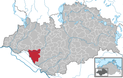 Elhelyezkedése Mecklenburg-Elő-Pomeránia térképén