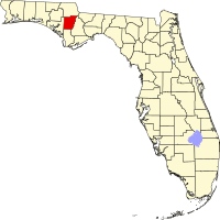 Map of Florida highlighting Calhoun County