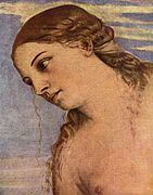 detail of left-hand woman: Amor Profano or Sacro?