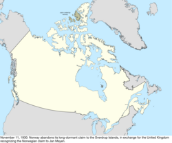 Map of the change to the international disputes involving Canada on November 11, 1930