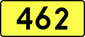 English: Sign of DW 462 with oficial font Drogowskaz and adequate dimensions.