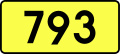 English: Sign of DW 793 with oficial font Drogowskaz and adequate dimensions.