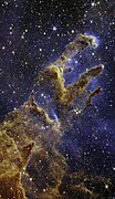 Third place: Young stars form in 'The Pillars of Creation' as seen by the James Webb Space Telescope’s near-infrared camera Atribuim: NASA, ESA, CSA, STScI; image processing by Joseph DePasquale (STScI), Anton M. Koekemoer (STScI), Alyssa Pagan (STScI) (public domain)