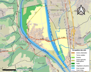 Carte en couleurs présentant l'occupation des sols.