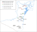 Detailed map depicting the colonies of the Dobrujan Germans in Dobruja (Romanian: Dobrogea)