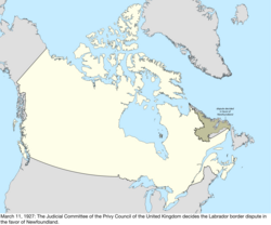 Map of the change to the international disputes involving Canada on March 11, 1927