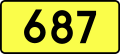 Sign of DW 687 with oficial font Drogowskaz and adequate dimensions.