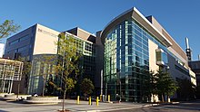 Exterior front entrance of the Michael G. DeGroote Centre for Learning and Discovery