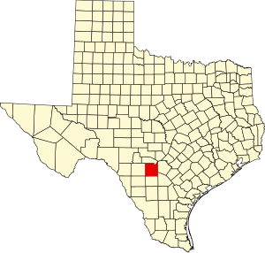 Map of Texas highlighting Medina County