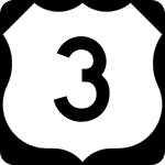 Straßenschild des U.S. Highways 3