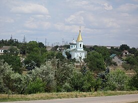 Вигляд на село і Петропавлівську церкву