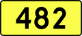 English: Sign of DW 482 with oficial font Drogowskaz and adequate dimensions.