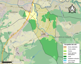 Carte en couleurs présentant l'occupation des sols.