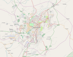 Mapa konturowa Erywania, na dole po lewej znajduje się punkt z opisem „EVN”