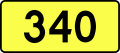 English: Sign of DW 340 with oficial font Drogowskaz and adequate dimensions.