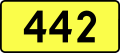 English: Sign of DW 442 with oficial font Drogowskaz and adequate dimensions.