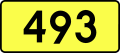 English: Sign of DW 493 with oficial font Drogowskaz and adequate dimensions.